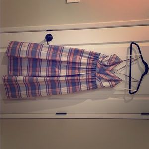 Plaid midi spaghetti strap tie-back summer dress